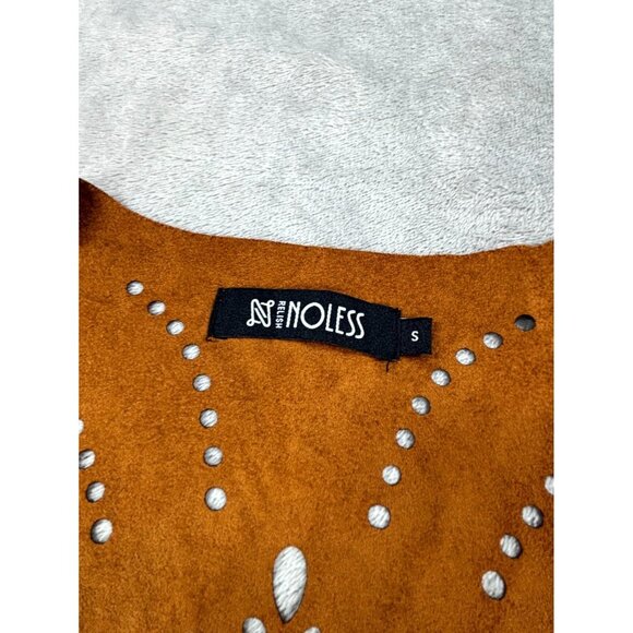 Relish Noless Faux Suede Fringe Vest Womens Small Brown Open Front Hippie - Picture 4 of 9